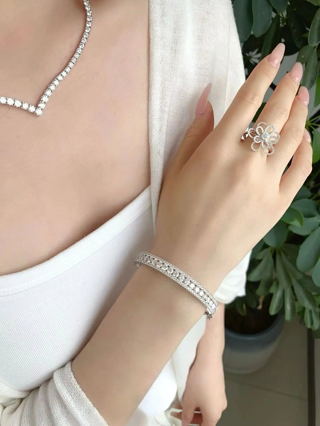 18K gold solid genuine gold laboratory-grown diamond 5-carat full-set diamond bracelet 925 silver inlaid jewelry customization