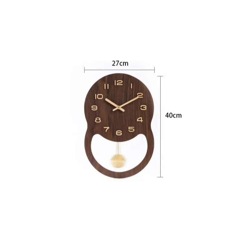 Solid Wood Pendulum Wall Clocks Creative Luxury Classical Silent Rocking Living Room Wall Clock Aesthetic Home Decorations