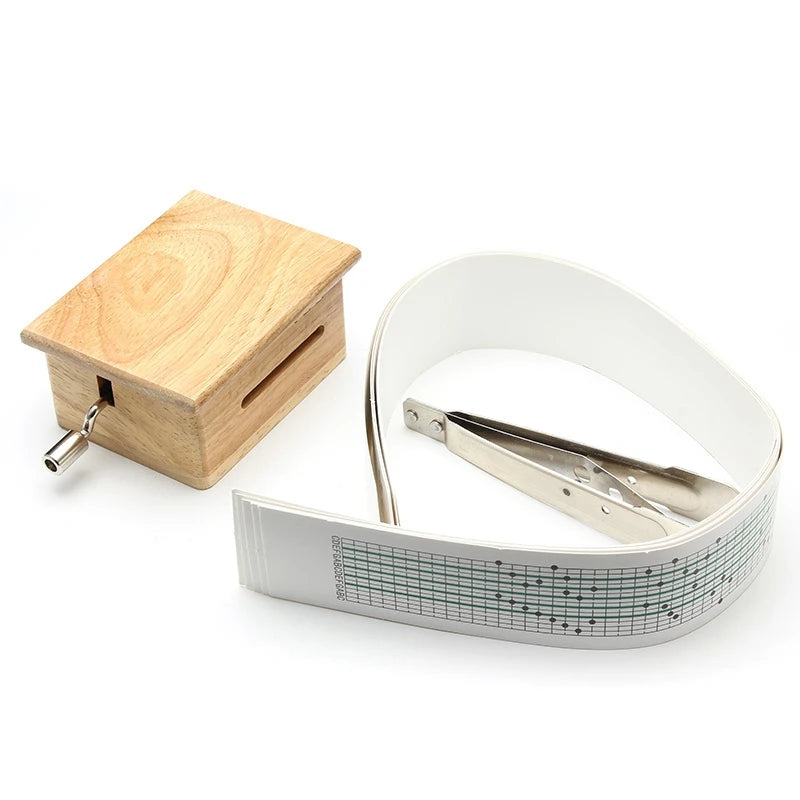 Wooden 15 Tone Hand Music Box with 10 Paper Tape Puncher DIY Hand-cranked Music Box Birthday Prese Music Decor