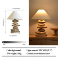 Solid Ash Wood Carving Stack Stone Shaped Table Lamps Dimmable Indoor Decor LED Lighting Bedroom Living Room Study Desk Lamps