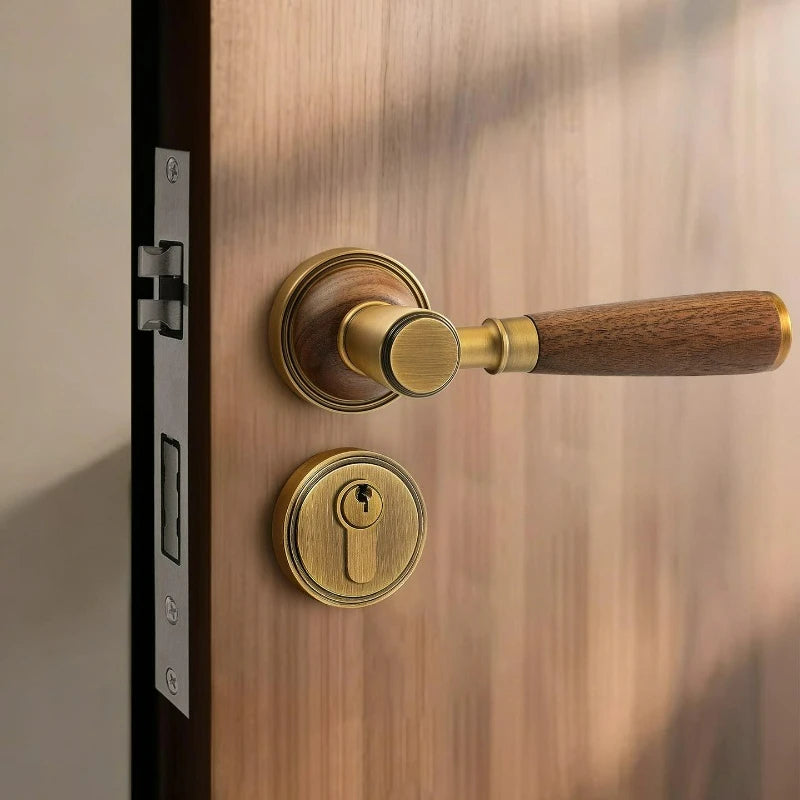 Wooden Style Bedroom Door Lock, Indoor Door Handle, Universal Silent Office and Household Wooden Door Lock