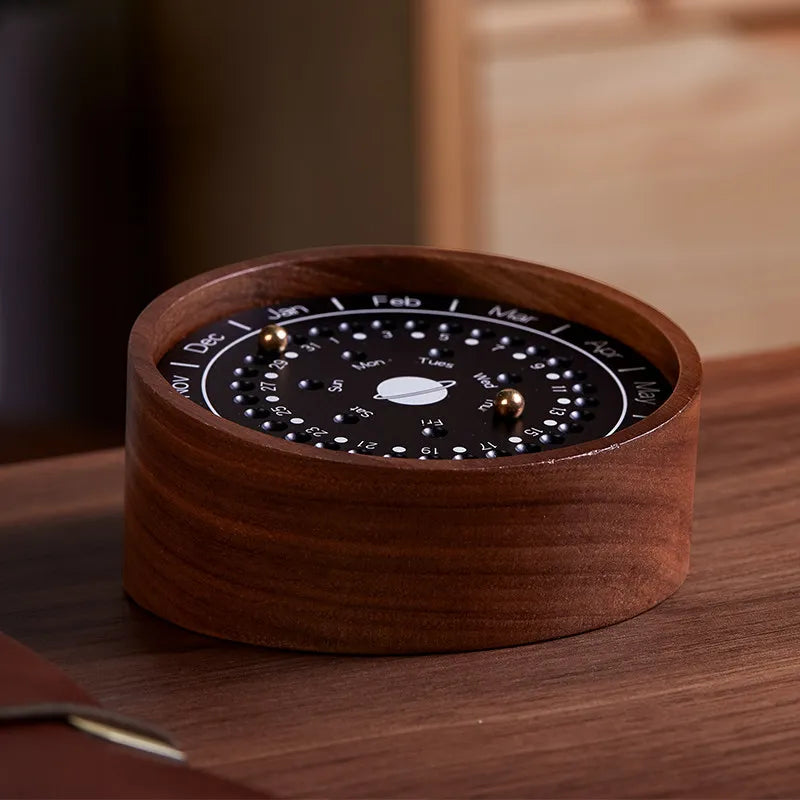 Wooden Sundial Creative Minimalist Desktop Calendar Luxury Study Room Office Decoration Household Artistic Planetary Ornaments