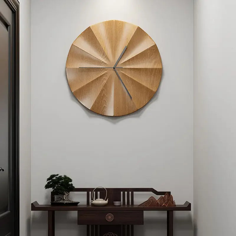 Wood Wall Clocks Modern Simple Chinese Home Sound Off Hanging Clock Living Room Metal Hang Wall Clocks Art Decor No Punching