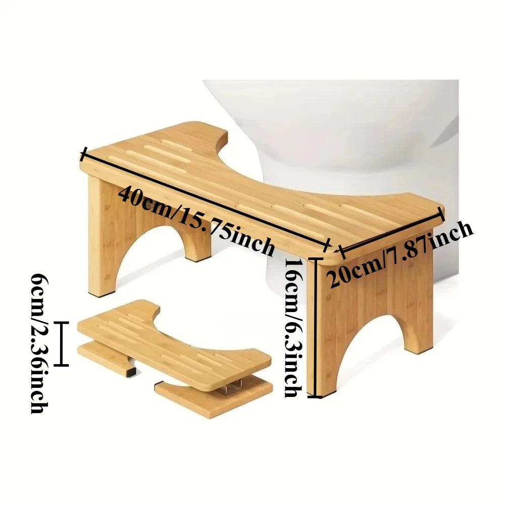 Bamboo Toilet Stool Wooden Squatting Potty Stool for Adults Squat Adult Non-Slip Wood Poop Stool for Bathroom Portable for Kids