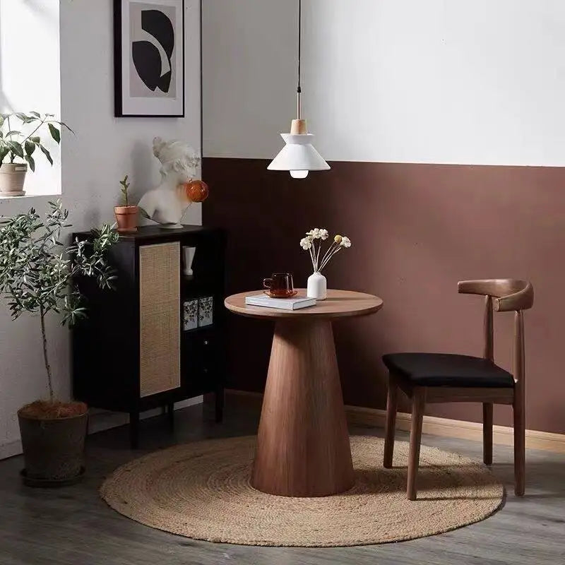 Nordic Solid Wood Coffee Table Small Round Luxury Home Side Table Minimalist Living Room Tea Table Wabi-Sabi Style End Tables