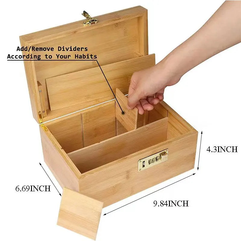 Bamboo and Wood Storage Box Wooden Bamboo and Wood Box, Exquisite Bamboo and Wood Storage Box