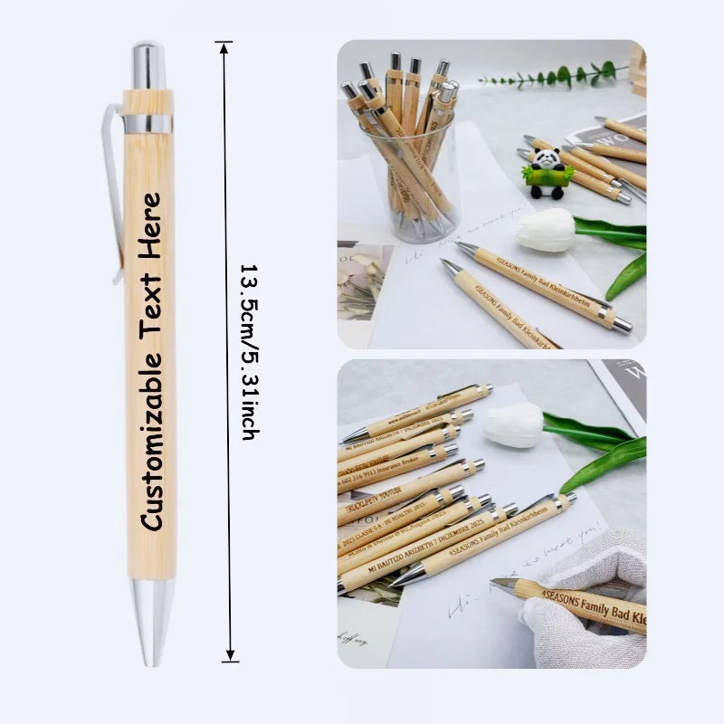 100PCS Personalized Custom Bamboo Pens Unique Bridal Party Gifts Sustainable Country Wedding Favors Custom Hotel Meeting Pens