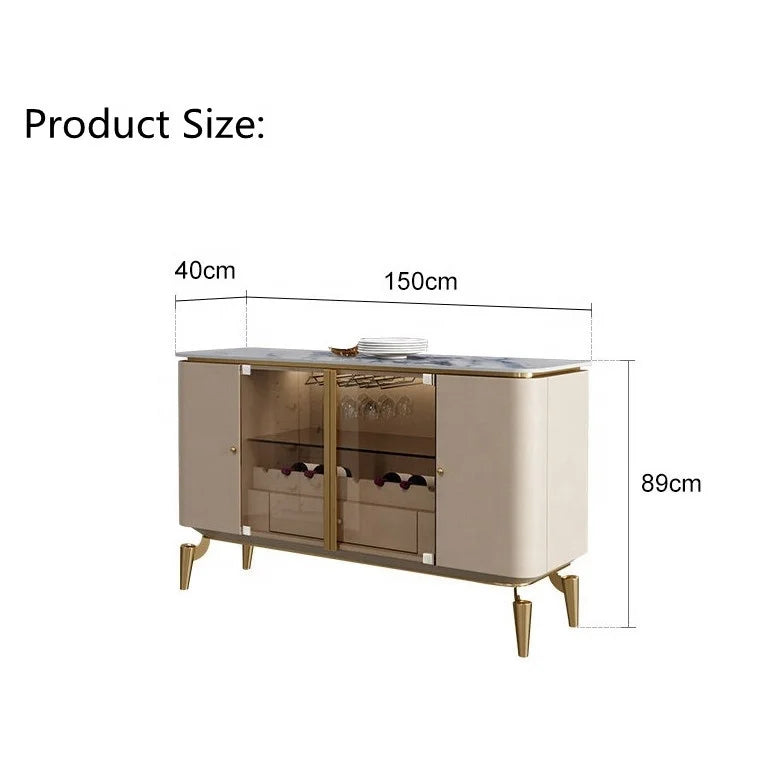 For Dining Room Bar Cabinet Buffet Sideboard Luxury Modern Furniture White Marble Top Living Room Side Cabinets with Gold Legs