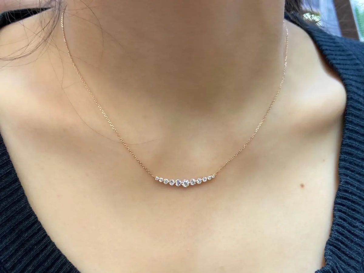 Certificated 18K Solid Gold Lab-grown Diamond Smile Necklace AU750 0.60ct Cultivated Synthetic Diamond Choker For Women Jewelry