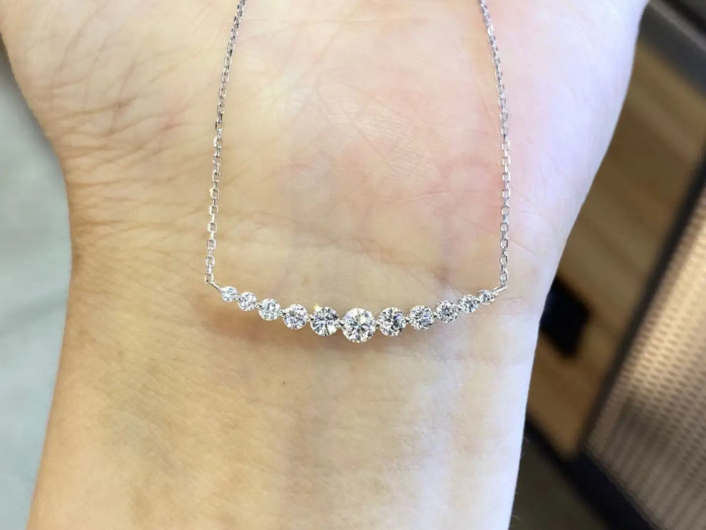 Certificated 18K Solid Gold Lab-grown Diamond Smile Necklace AU750 0.60ct Cultivated Synthetic Diamond Choker For Women Jewelry