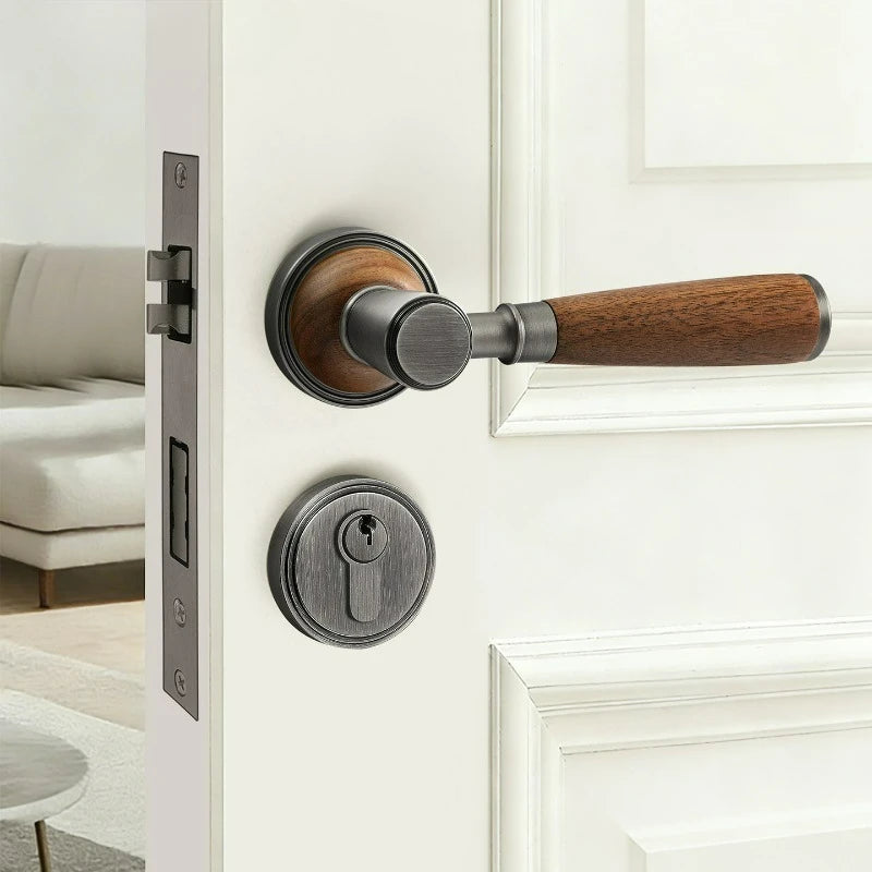 Wooden Style Bedroom Door Lock, Indoor Door Handle, Universal Silent Office and Household Wooden Door Lock