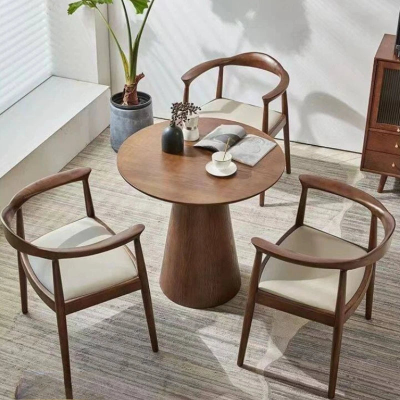 Nordic Solid Wood Coffee Table Small Round Luxury Home Side Table Minimalist Living Room Tea Table Wabi-Sabi Style End Tables