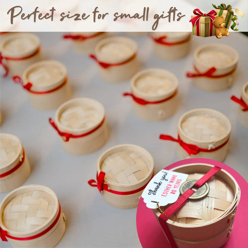 10-30Pack 3 In Mini Bamboo Steamer Appetizer Display Catered Event For Wedding Favor Little Dumpling Party Baby Shower Birthday