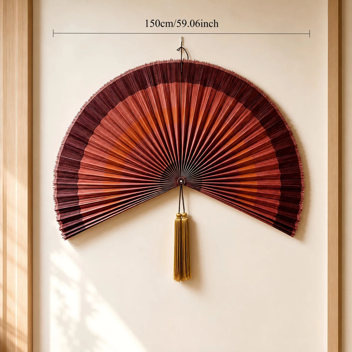 New Chinese Style Handwoven Bamboo Wall Hanging Fan, Vintage Oriental Decor Fan for Homestay, Tea House, Wedding Wall Decoration