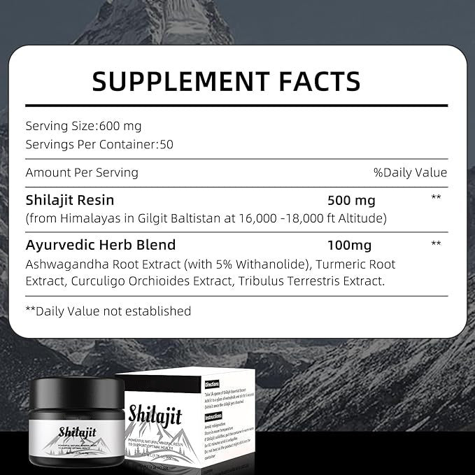 Resina Shilajit Orgánica Pura del Himalaya