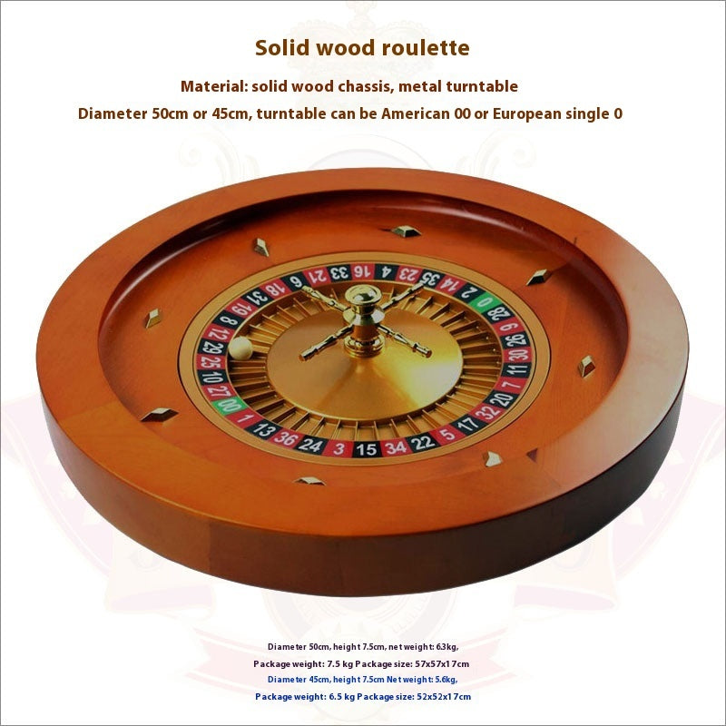 Solid Wood Roulette Wheel Yellow Diameter 50cm20-inch Or 45cm18-inch Casino Metal Turntable