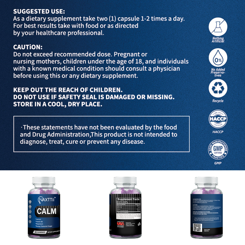 CALM Vitamin B6 Sleep Gummies A Blend Of Berries Vegan Plant-based Non GMO  Gluten Free And Gelatin Free. Help You Fall Asleep Naturally