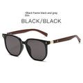 Retro Wood Grain Leg Box Round Face Glasses