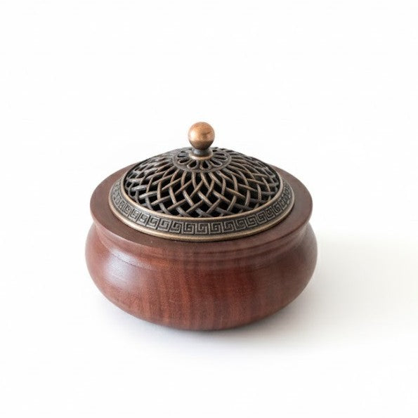 Bandeja de té de madera de nogal, quemador de incienso de madera maciza, pieza de decoración del hogar