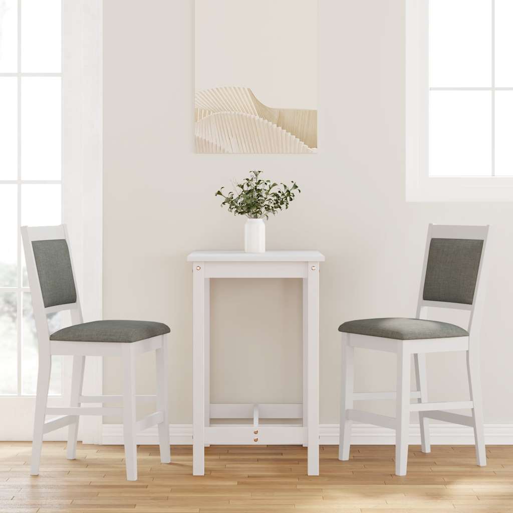 Taburetes de bar con cojines, 2 unidades, madera maciza natural