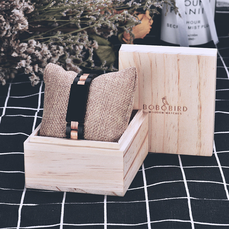 Pulsera de madera europea y americana de ébano, sándalo rojo y madera de cebra