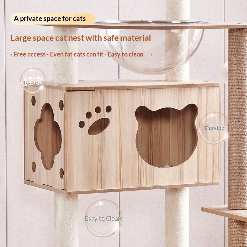 Wood-based Particleboard Pet House Design With Built-in Cat Toy Sisal Scratching Post