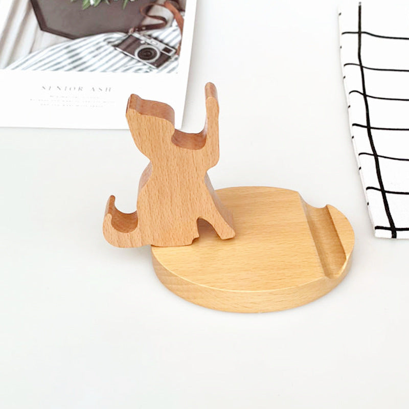 Soporte creativo para teléfono móvil trasero con moneda de madera de haya, soporte perezoso para teléfono con letras personalizadas
