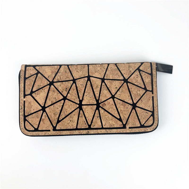 Billetera de mano plegable, ecológica, multifuncional, impermeable, con estampado de corcho