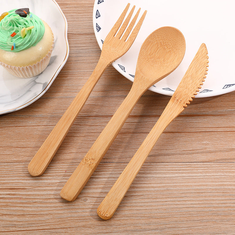 Set de cubiertos de bambú ecológicos y biodegradables