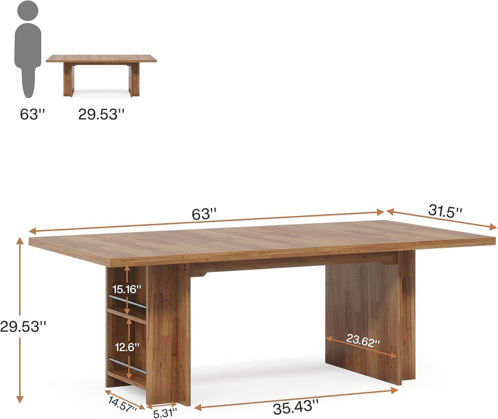 Escritorio para computadora de 62.99 pulgadas, escritorio ejecutivo moderno, mesa de escritura larga grande con estantes de almacenamiento