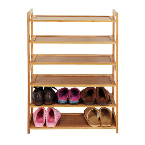 Zapatero Plano de 6 Niveles en Color Madera Natural
