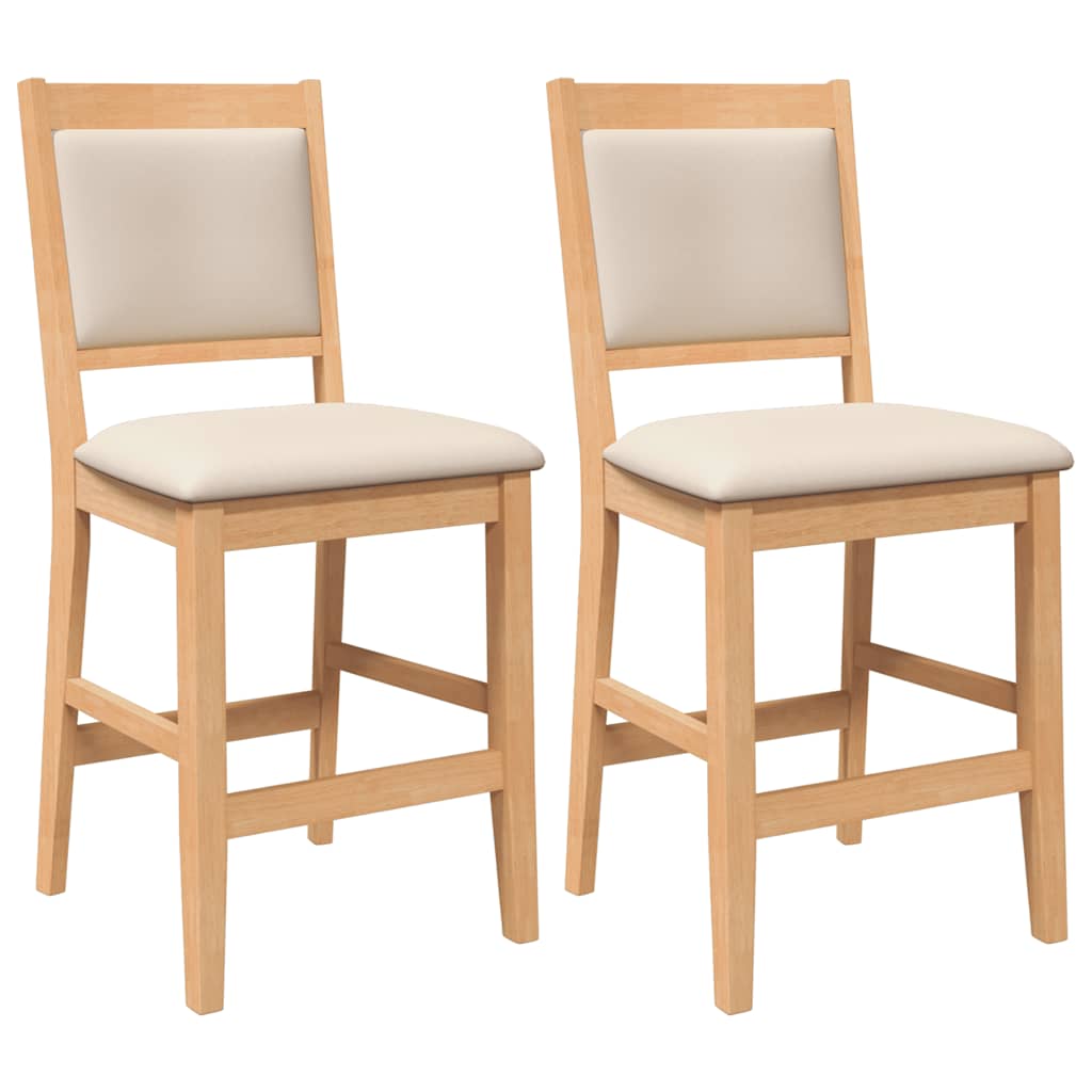 Taburetes de bar con cojines, 2 unidades, madera maciza natural