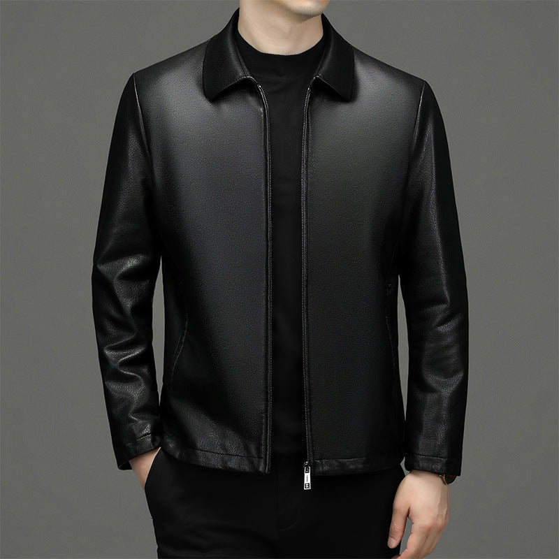 Solapa Ecológica Piel Auténtica Ropa Abrigo Chaqueta de Cuero Hombre