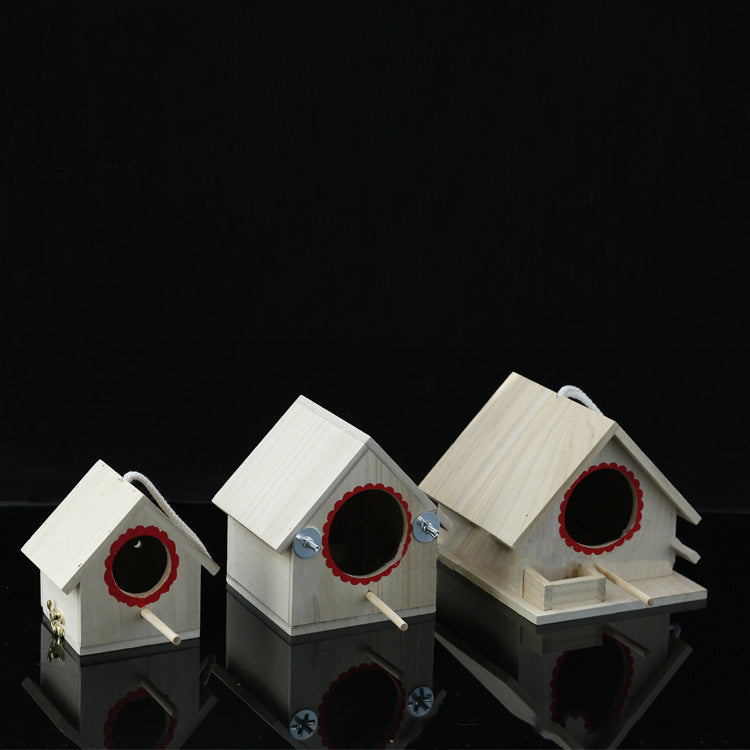 Wood Outdoor Hanging Type Of Budgerigar Breeding Bird House