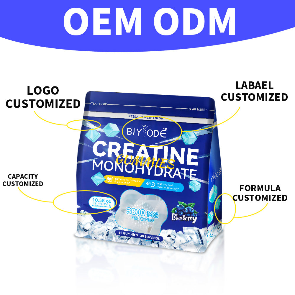 Factory Wholesale Creatine Monohydrate Gummies Herbal Supplement Strength And Endurance Enhancer 100 Percent Natural Vegan Friendly