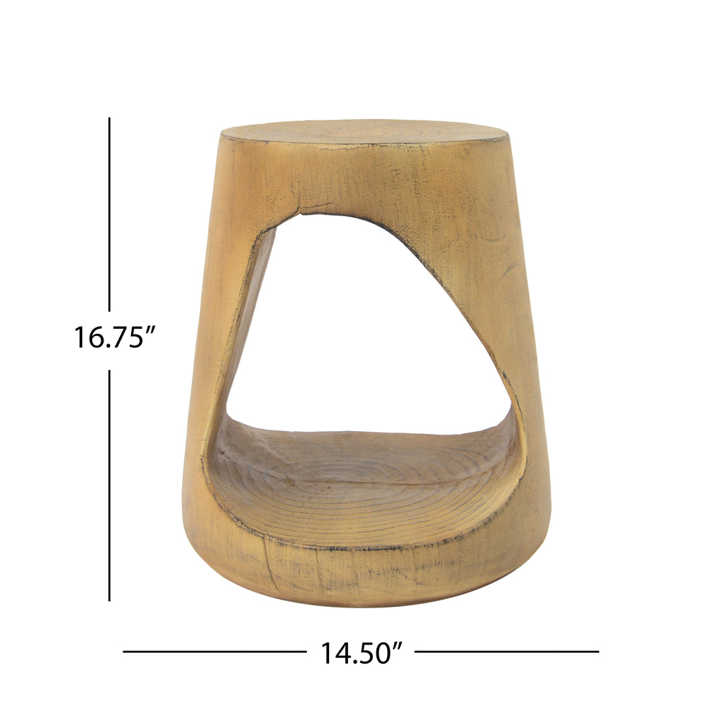MGO Hollow Side Table, Wood-like Texture, Natural Color