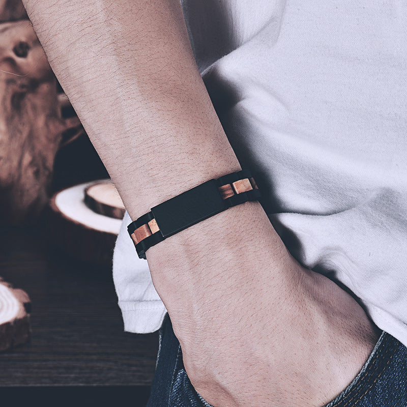 Pulsera de madera europea y americana de ébano, sándalo rojo y madera de cebra