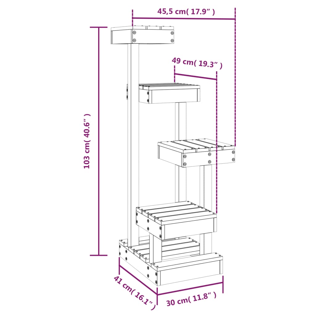 Cat Tree 45.5x Solid Pine Wood