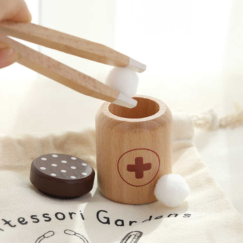 Children's Solid Wood Play House Simulation Doctor Nurse Stethoscope Toy Suit