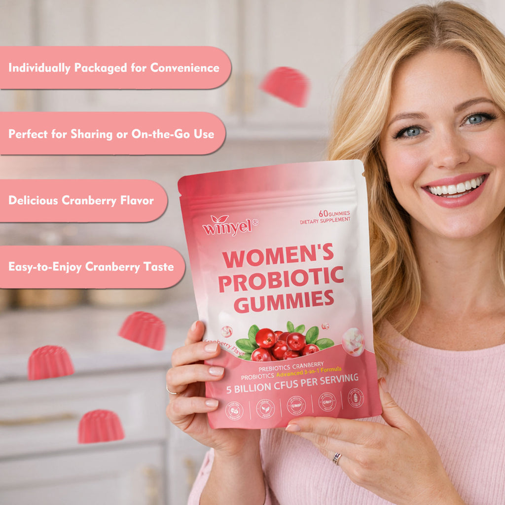 Gomitas probióticas de arándano Dirigidas al olor corporal, la salud femenina y el equilibrio del pH Veganas 60 gomitas por envase