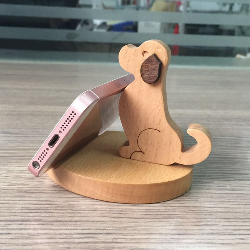Soporte creativo para teléfono móvil trasero con moneda de madera de haya, soporte perezoso para teléfono con letras personalizadas