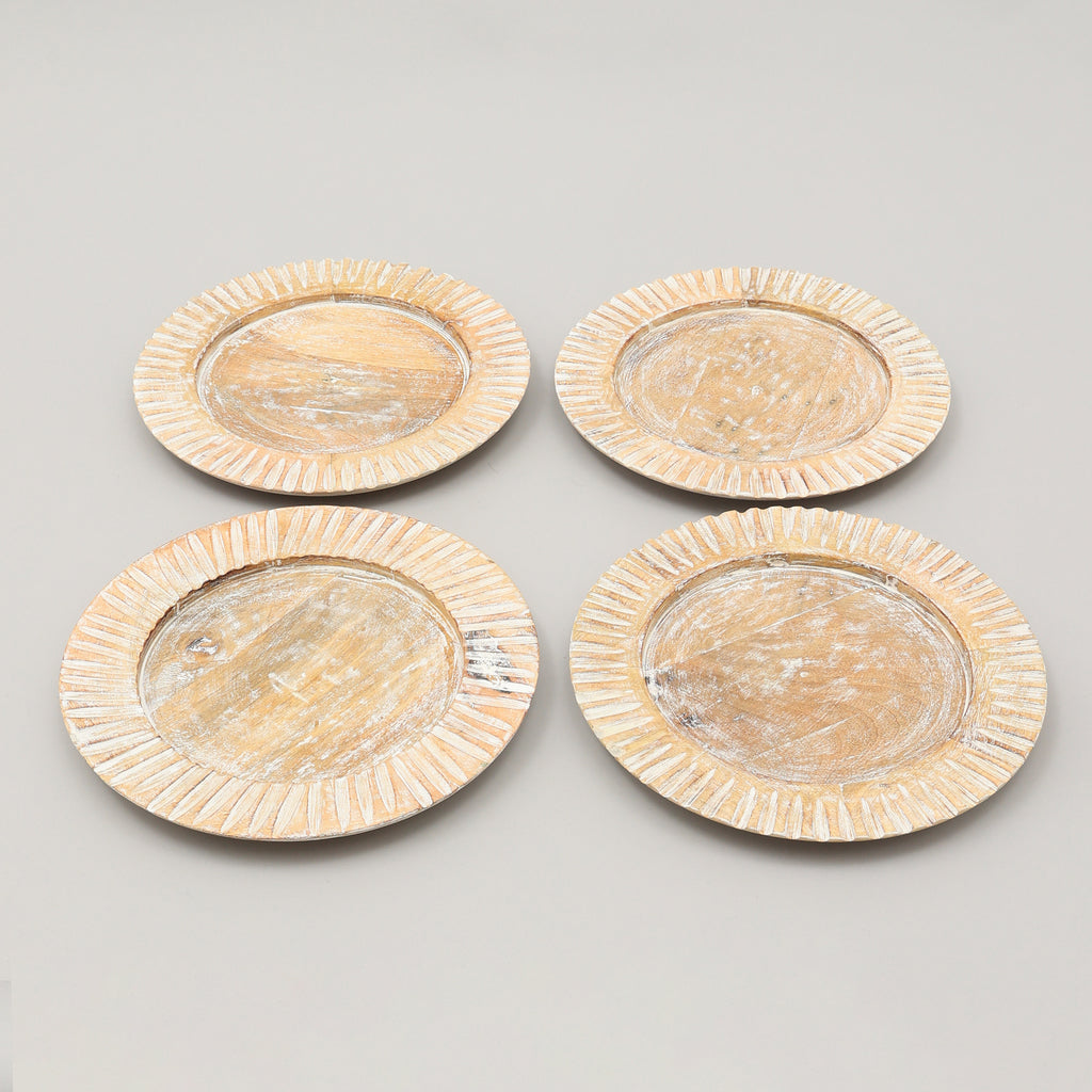 Handcrafted 13  Wood White Charger Plate Wooden Dinning Placemat Artisan Wood Tableware