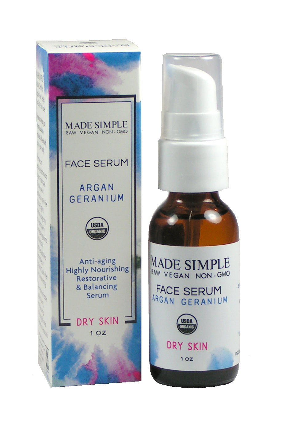 Sérum Facial de Argán y Geranio para Piel Seca - Orgánico Certificado. Vegano y Libre de Crueldad Animal