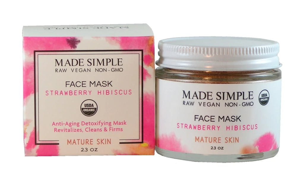 Made Simple Strawberry Hibiscus face mask for mature skin, organic vegan skincare
