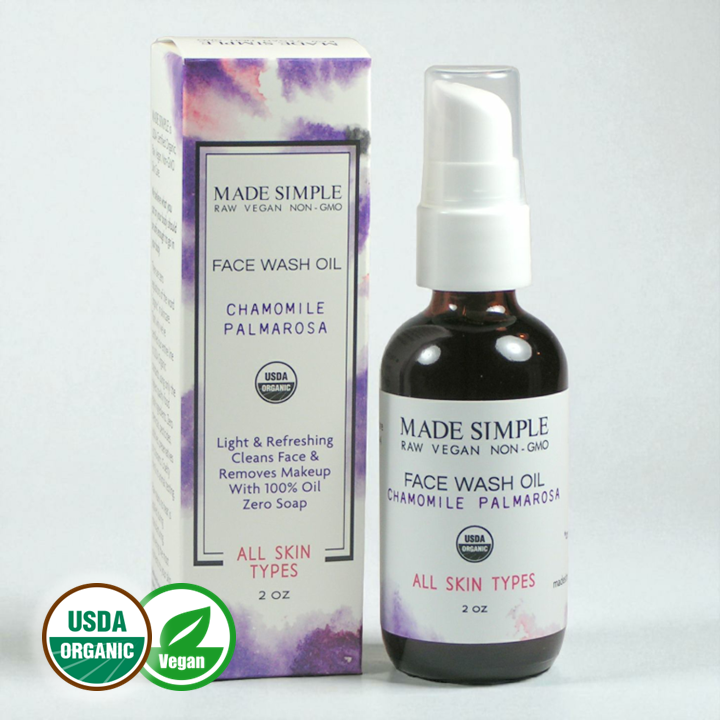 Limpiador Facial de Manzanilla y Palmarosa - Orgánico Certificado, Vegano y Libre de Crueldad Animal