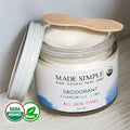 Organic vegan deodorant jar with wooden spatula on lid, USDA Organic and Vegan certified