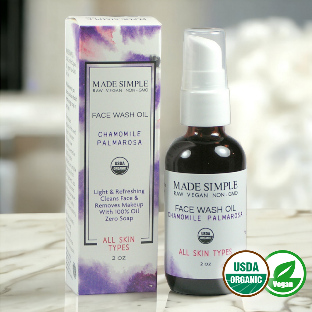 Limpiador Facial de Manzanilla y Palmarosa - Orgánico Certificado, Vegano y Libre de Crueldad Animal