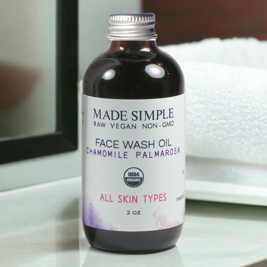 Limpiador Facial de Manzanilla y Palmarosa - Orgánico Certificado, Vegano y Libre de Crueldad Animal