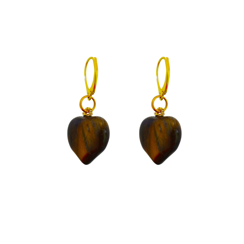 Tiger Eye Yellow gold earrings, Bold and Beautiful Statement Jewelry, Bloom Collection | by nlanlaVictory-0