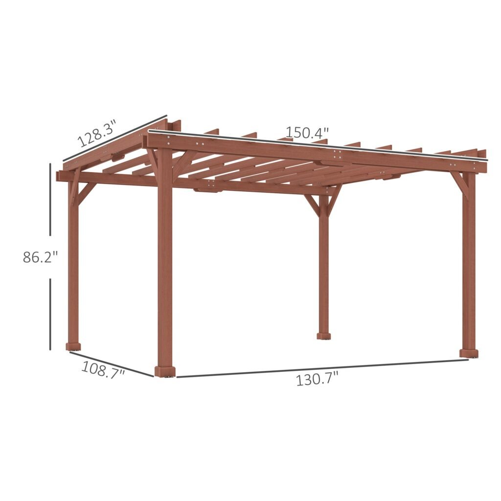 11 X 12.5 Outdoor Wood Pergola With Grape Trellis For Patio, Deck, Backyard, Lawn